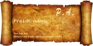 Preidt Adony névjegykártya